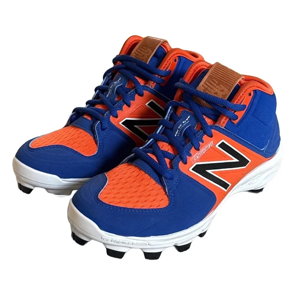 New Balance 3000v3 Baseball Cleats Blue Orange Mid Big Kids Size 5 NY Mets Soup